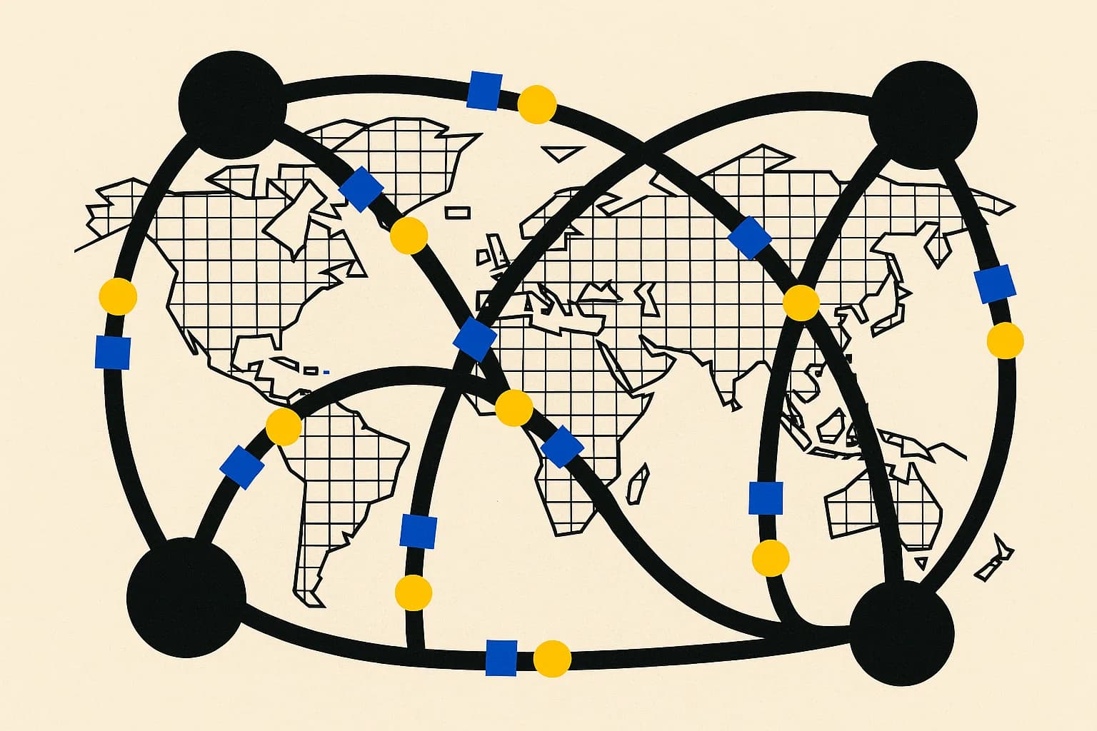 Illustration of a global distribution network